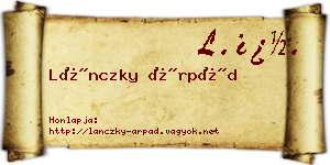 Lánczky Árpád névjegykártya